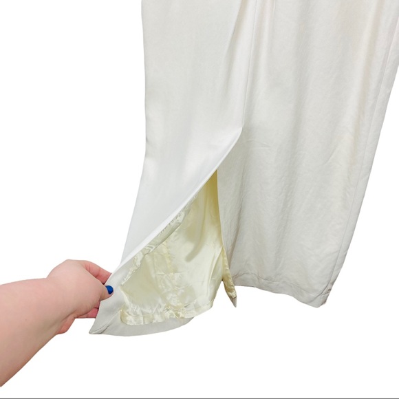 ZARA Limited Edition Tailored Layered Ecru Cream Corporate Midi Shirt Dress Tie - Picture 10 of 16